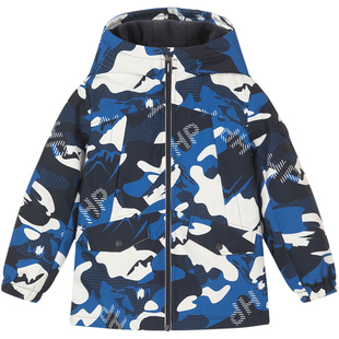 暇步士童装男童三防风衣秋冬新款中大童加绒连帽户外服儿童厚外套
