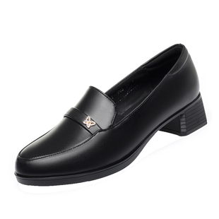 意尔康2026春季新款女单鞋正品真皮女鞋时尚休闲粗跟中跟软牛皮鞋