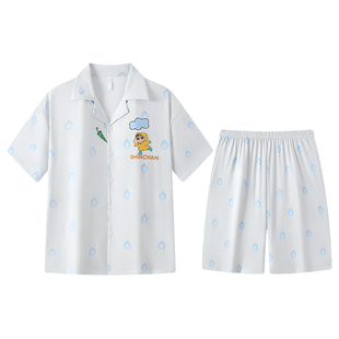 宫蝶【凉感型】蜡笔小新短袖睡衣男士夏季纯棉卡通家居服两件套装
