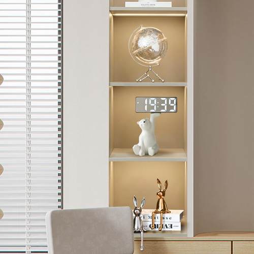 客厅卧室镜面数字时钟摆件玄关酒柜电视柜桌面电子钟表摆台式闹钟