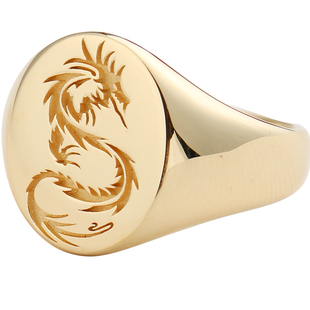 中国龙戒指 18K黄金铂金纯足金古风生肖龙男女戒轻奢小众霸气定做