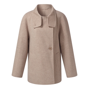 首降5折|歌莉娅羊毛羊绒大衣女2025新款冬季立领小个子毛呢外套