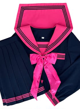 樱奈家原创玫红三本JK水手服套装