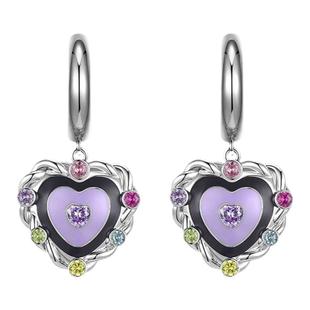 XTASTE USELESSOBJECTS彩钻麻花爱心吊坠耳环hunter明星同款原创