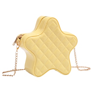 ITSOUMEI黄色斜挎小包包女2025新款春夏时尚小香风菱格链条星星包