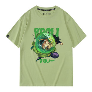 布罗利七龙珠动漫联名周边潮牌夏季衣服纯棉男装短袖T恤半袖宽松