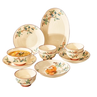 新中式陶瓷碗碟餐具家用2025新款高颜值米饭碗大碗汤面碗菜盘鱼盘