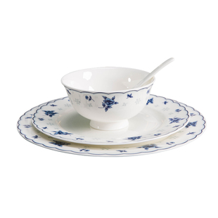 景德镇碗青花瓷餐具套装家用骨瓷碗碟中式釉中彩碗盘礼盒水晶之恋