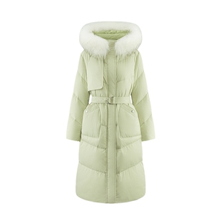 艾莱依长款羽绒服新款可脱卸毛领收腰精致优雅气质大衣鸭绒外套女