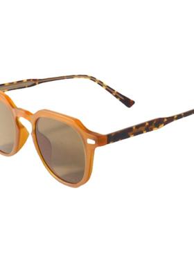 韩版夏日橙色中性透明框太阳眼镜