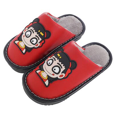 防水皮面冬季儿童棉拖鞋2022新款