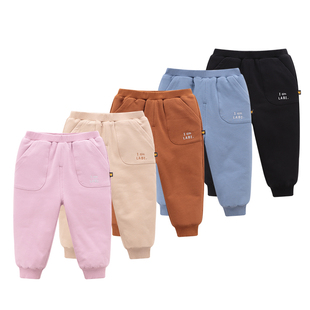 拉比儿童裤子秋冬宝宝夹棉保暖束口加厚卫裤男童女童运动加棉裤子