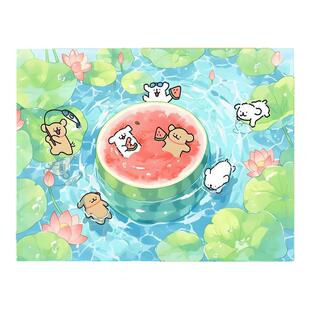 儿童卡通数字油画diy填色治愈系油彩画涂色丙烯画解压装饰画手工