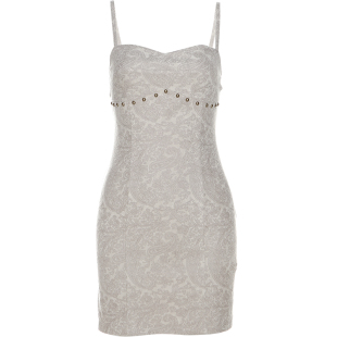 KLIOU 法式辣妹风复古暗纹印花吊带连衣裙女修身显身材包臀短裙夏