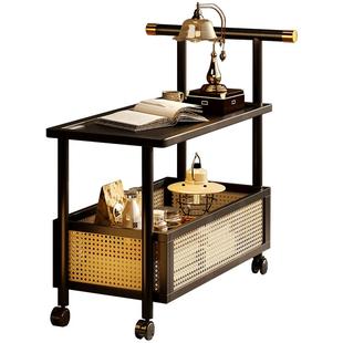 沙发边几可移动客厅小推车置物架带轮中古风小茶几家用简易小桌子