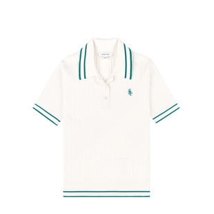 Sporty&Rich British Sports系列女士老钱SRC绞花撞色短袖Polo