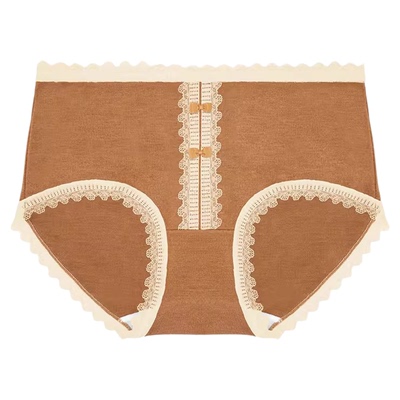 秘语女士内裤冬日小恋曲保暖恒温无痕蕾丝边中腰磨毛平角裤61850