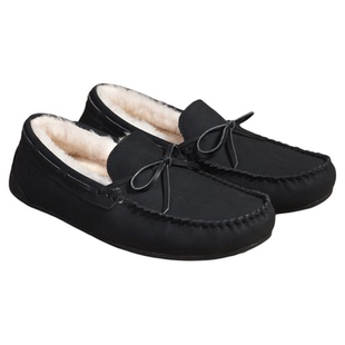 CCE加厚保暖冬季英伦一脚蹬疯马牛皮羊毛豆豆鞋手工缝制男鞋6036