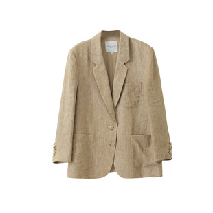 popchrio◆亚麻复古休闲廓形小西装外套高级感小个子西服上衣女春