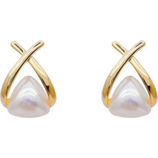 气质珍珠款耳环女轻奢高级小众圆脸耳钉时尚简约法式独特新款耳饰