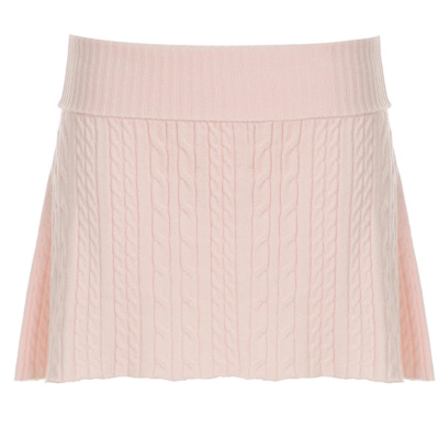 粉欲少女麻花状毛织A字版型短裙