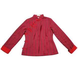 玉想原创 青衿2 中式女装冬季复古民国风斜襟修身条纹短款小棉袄