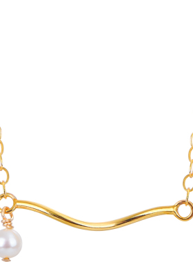 美产14k包金注金波浪珍珠项链
