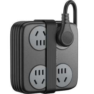 奥睿科绕线方砖插座多功能扩展插排多插位USB桌面排插家用接线板