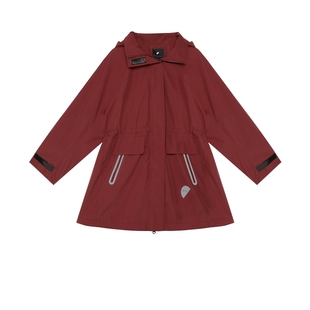 半圆原创设计女装[运动]2025秋季连帽宽松三防面料中长款外套女