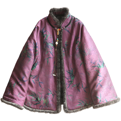 香云纱真丝唐装对襟棉袄新中式冬