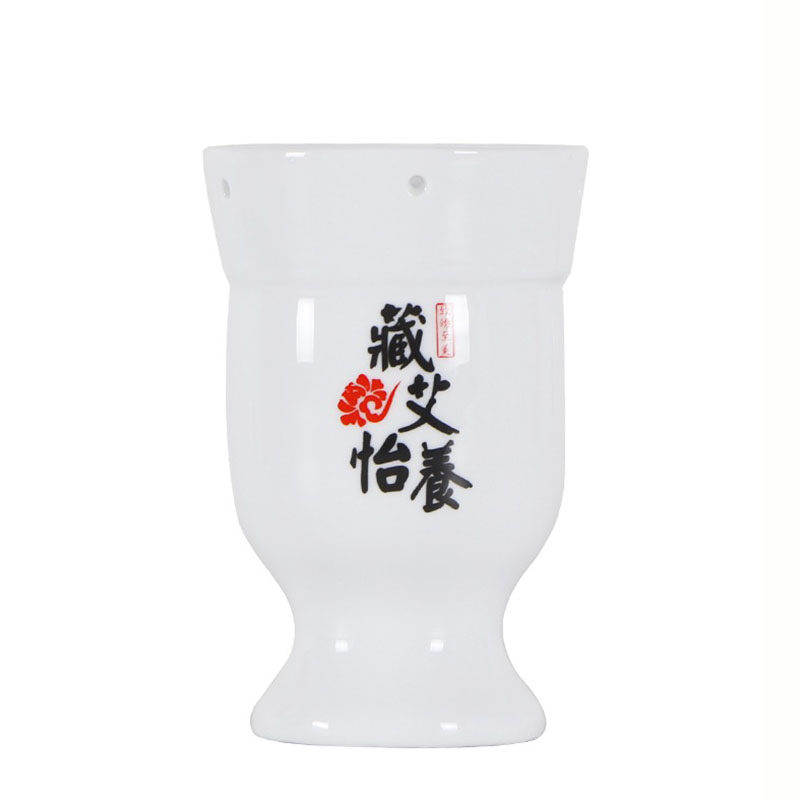 骨瓷艾灸罐刮痧杯藏艾陶瓷全身按摩双层隔热防灰藏红方五灵罐同款