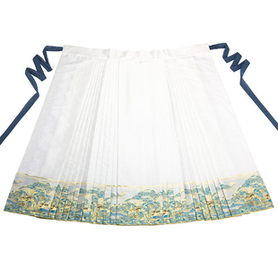 【彩云涧】明制汉服千里江山马面裙 中长款仿妆花暗花纱马面裙夏