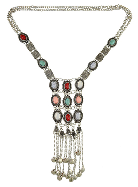 欧美新款民族风百搭松石毛衣链