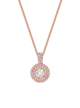 Witther满镶渐变彩色项链多巴胺粉钻甜美高级感锁骨链925纯银礼物