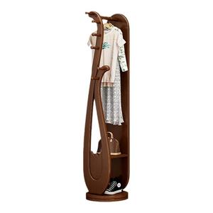 桉禹旋转实木中式穿衣镜衣架一体