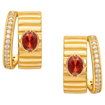 Oups!华灯初上镶钻C形耳钉原创