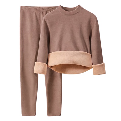 中高领保暖套装加绒加厚