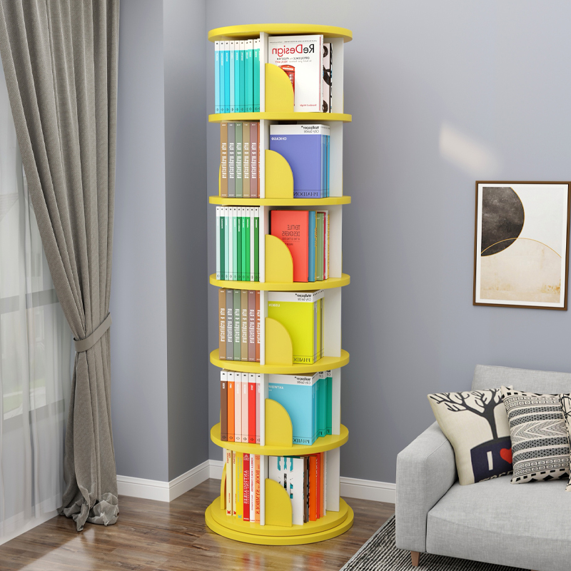 网红旋转书架360度书柜落地简易置物架家用多层收纳绘本架省空间