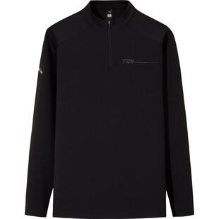 安踏零压T通勤内搭长袖T恤男款春季新款半拉链磨毛薄绒上衣打底衫