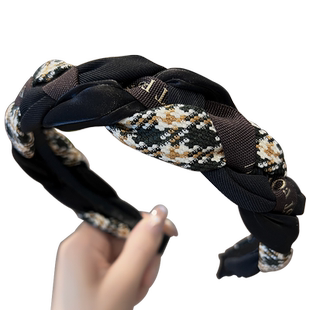 发箍网红2026年新款韩国复古法式学院风格子麻花头箍压发夹发卡子