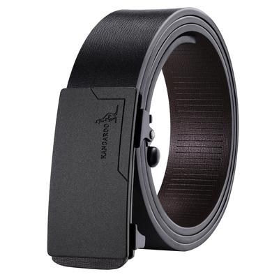 袋鼠男士无牙内穿双面牛皮皮带