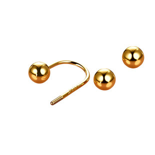 u型耳钉黄金螺旋耳堵耳骨耳钉螺丝拧扣 18k玫瑰金耳环女配件耳饰