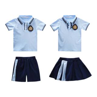 幼儿园园服夏季纯棉透气班服学院风蓝色运动套装小学生校服春秋装