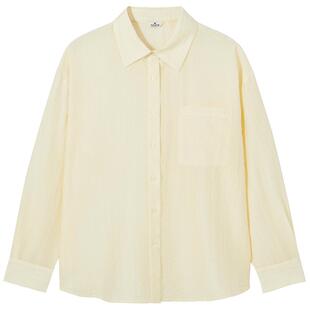 热风女士长袖衬衫2026年春季新款轻薄衬衣淡黄色内搭打底衫上衣