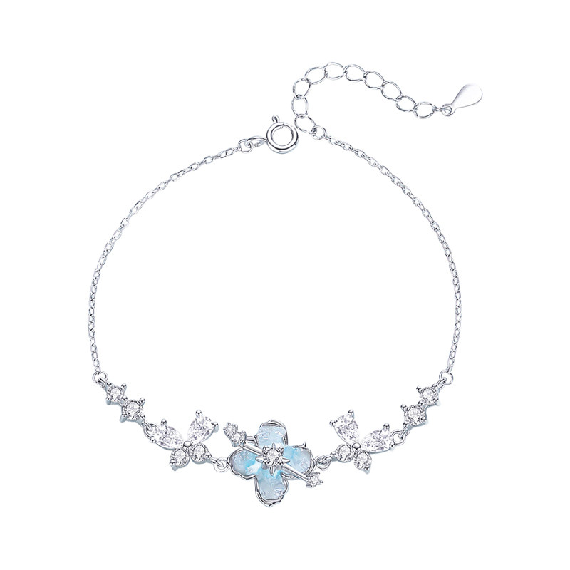 碎冰冰四叶草手链S925银免费刻字