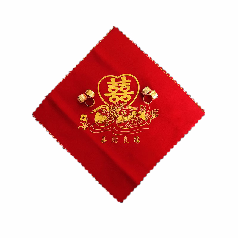 【顶丧换喜】结婚新娘用品喜帕红色喜字手帕龙凤鸳鸯方手绢顶针