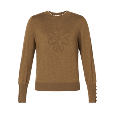 【云舒衫】ELSEWHERE珂思商场同款羊毛桑蚕丝气质针织衫女秋新款