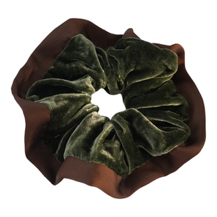 冬季气质穿搭复古优雅抹茶咖色丝绒发圈女高级感新款韩系大肠圈