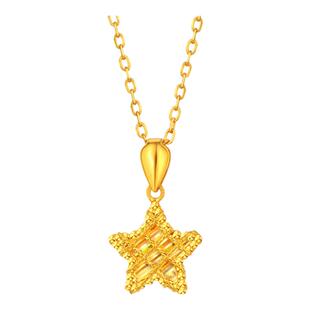 亚一黄金足金999星星挂坠5G工艺灵动闪耀拉丝气质显白正品