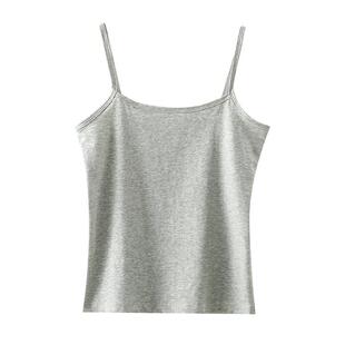 纯棉吊带背心女衬衫内搭黑色内衣独特外穿白色莫代尔上衣夏季新款